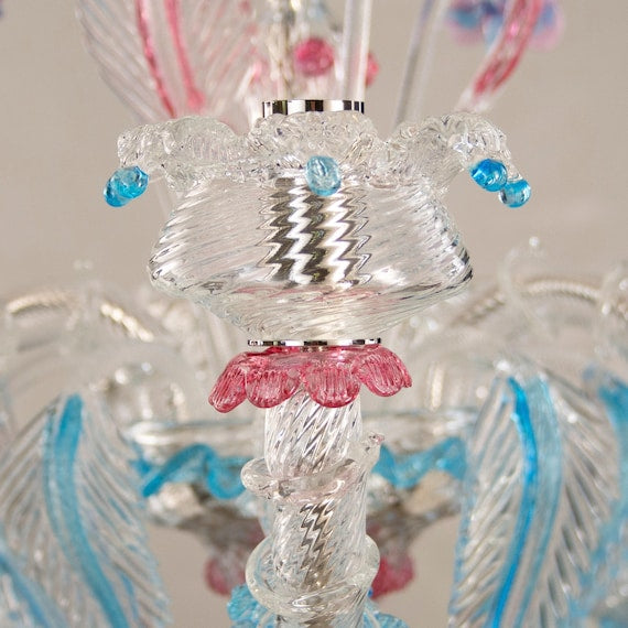 Murano Floral Venetian Chandelier with Nickel Frame product photograph 2