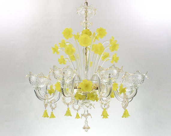 Yellow Floral Venetian Murano Chandelier view 1