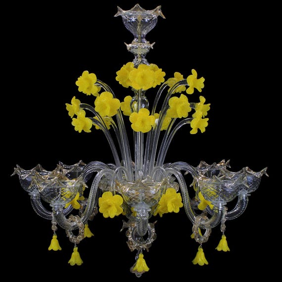 Yellow Floral Venetian Murano Chandelier view 2