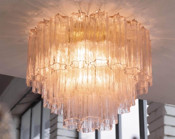 Pink Murano Glass Ceiling Chandelier Ø50 cm view 1