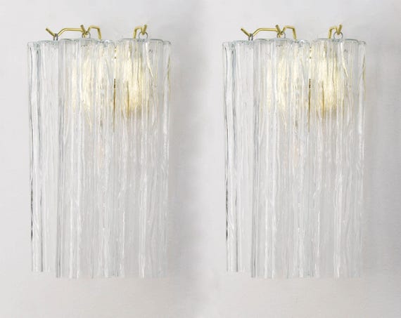 Clear Murano Wall Lights — Pair photograph 1