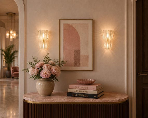 Ribbed Clear Murano Sconces — Pair photo 2
