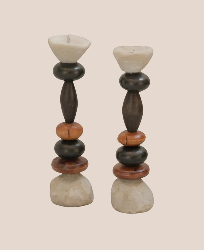 Dalia Candle Holder (pair) by Emma Lindegaard