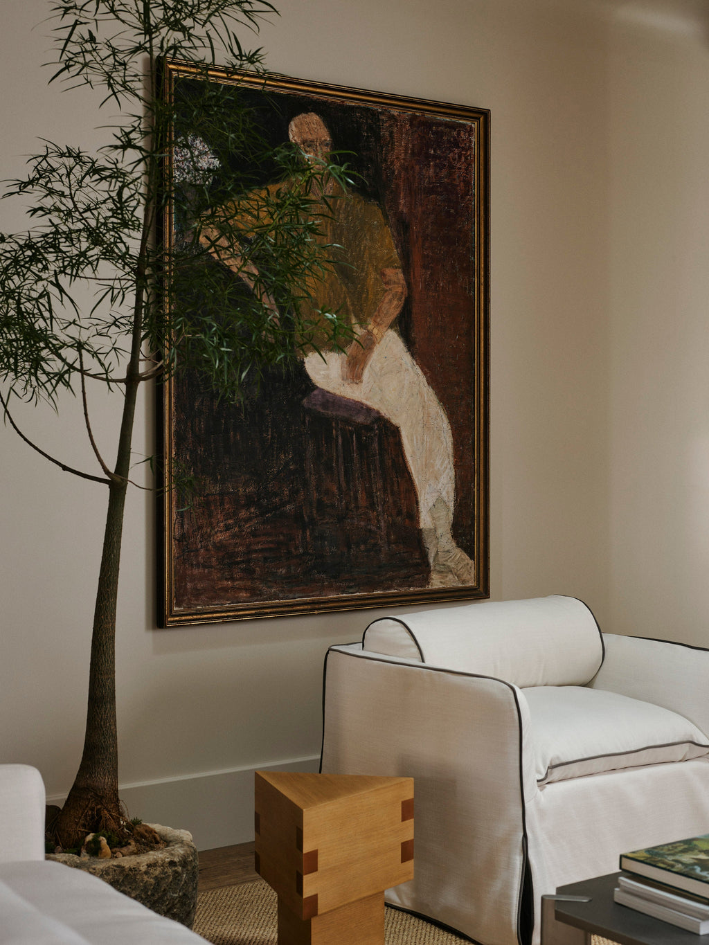 Dovetail Side Table styled by sofa