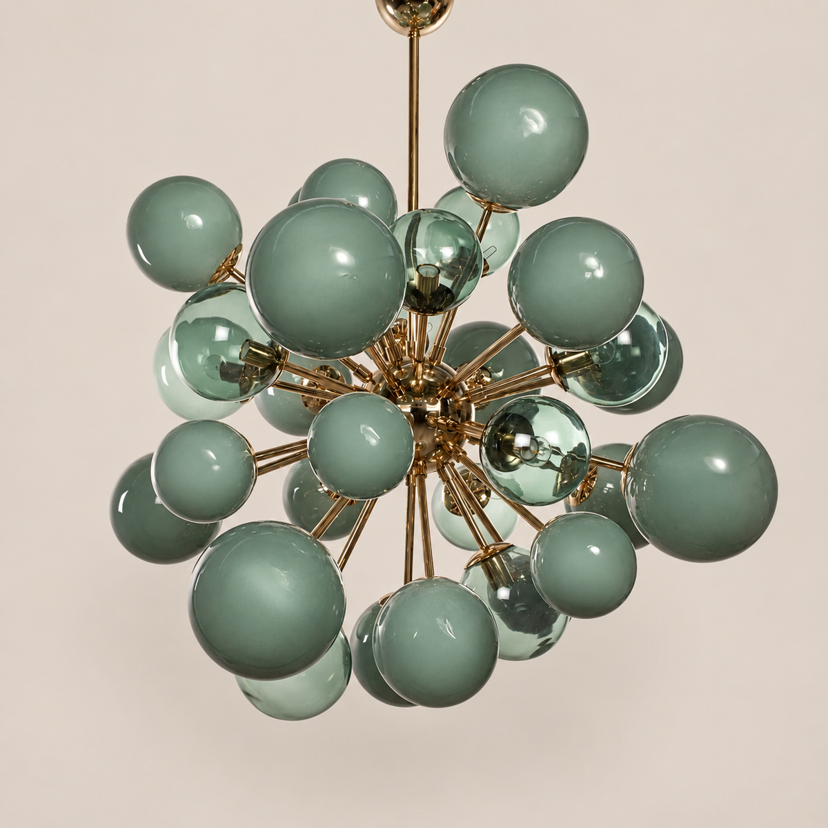 Rialto green Murano glass Sputnik chandelier on stone background