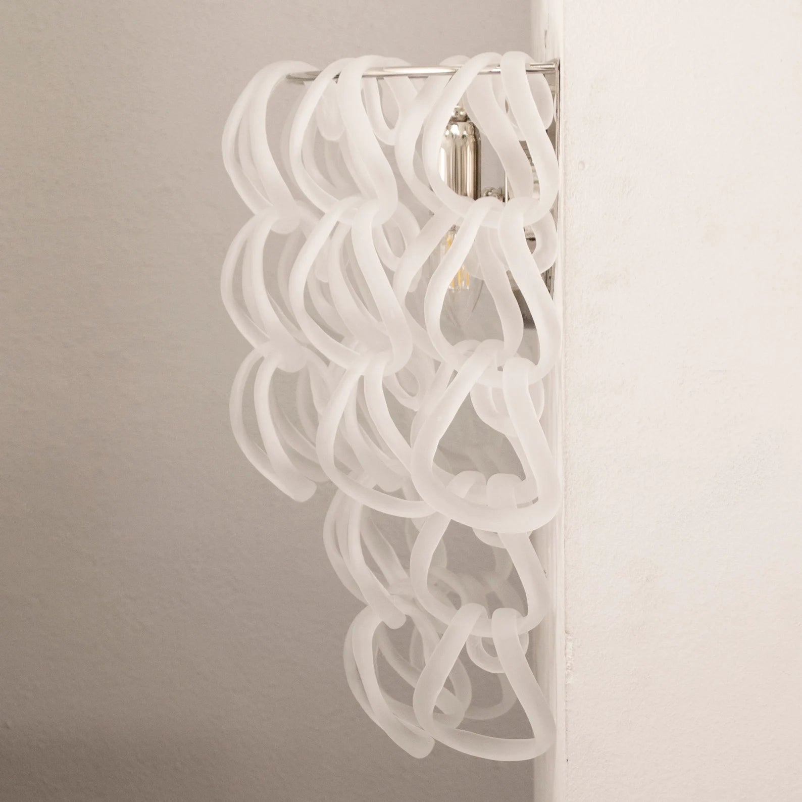 Large wall sconce with frosted Murano glass chains
