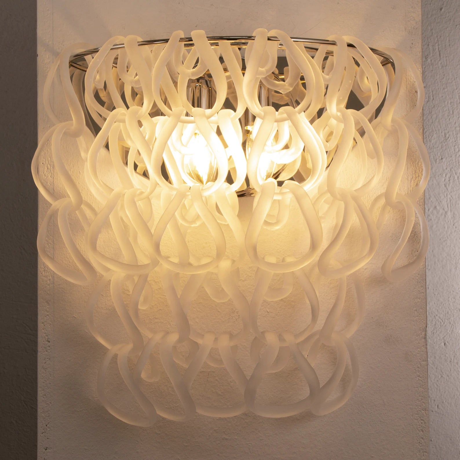 Large wall sconce with frosted Murano glass chains