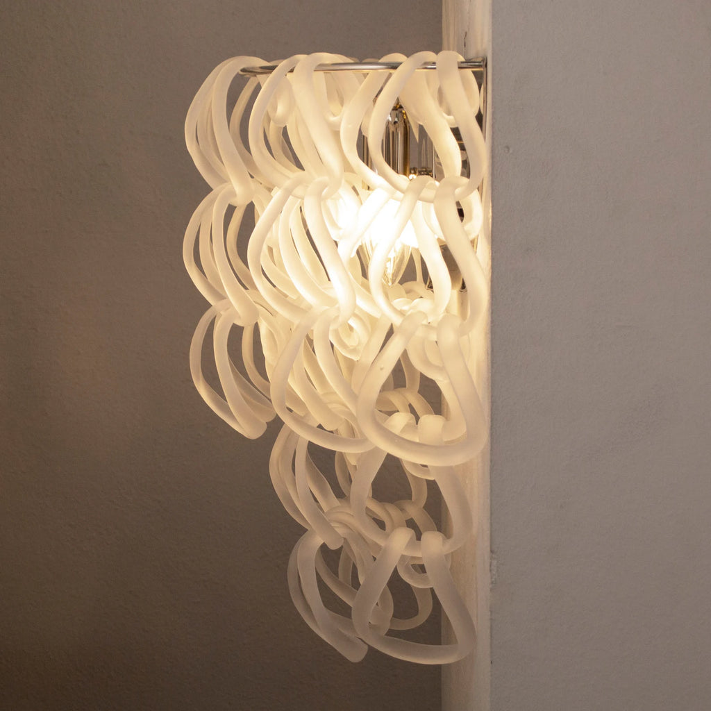 Large wall sconce with frosted Murano glass chains