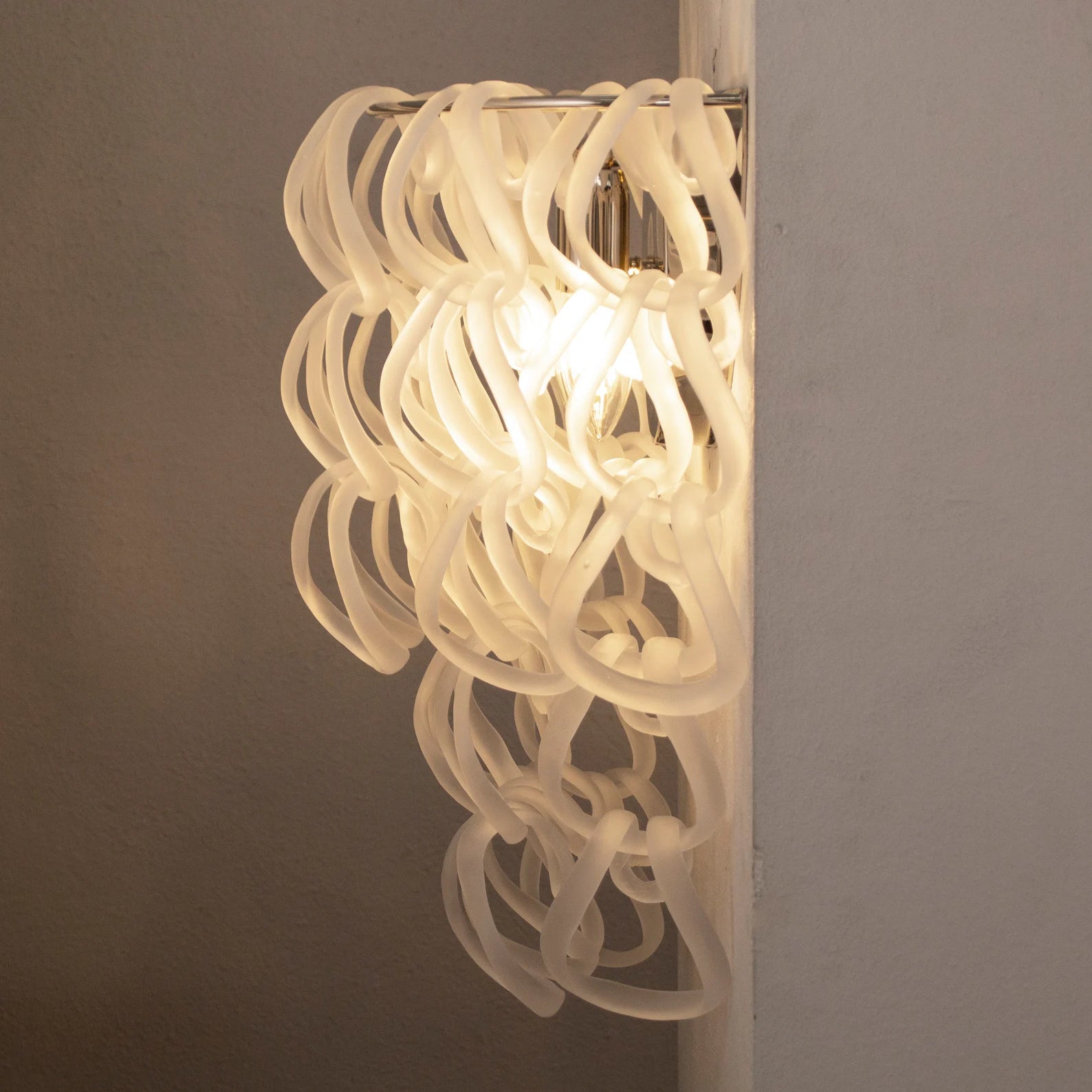 Large wall sconce with frosted Murano glass chains