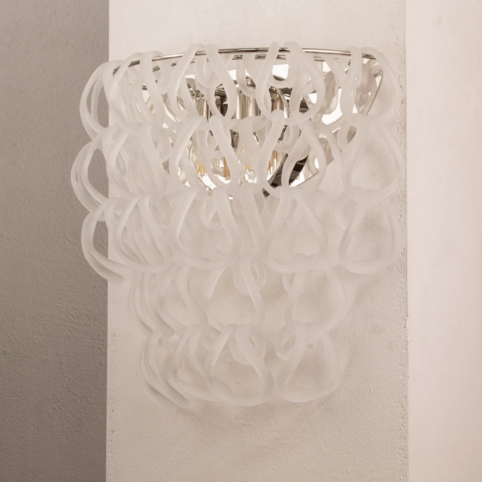 Large wall sconce with frosted Murano glass chains