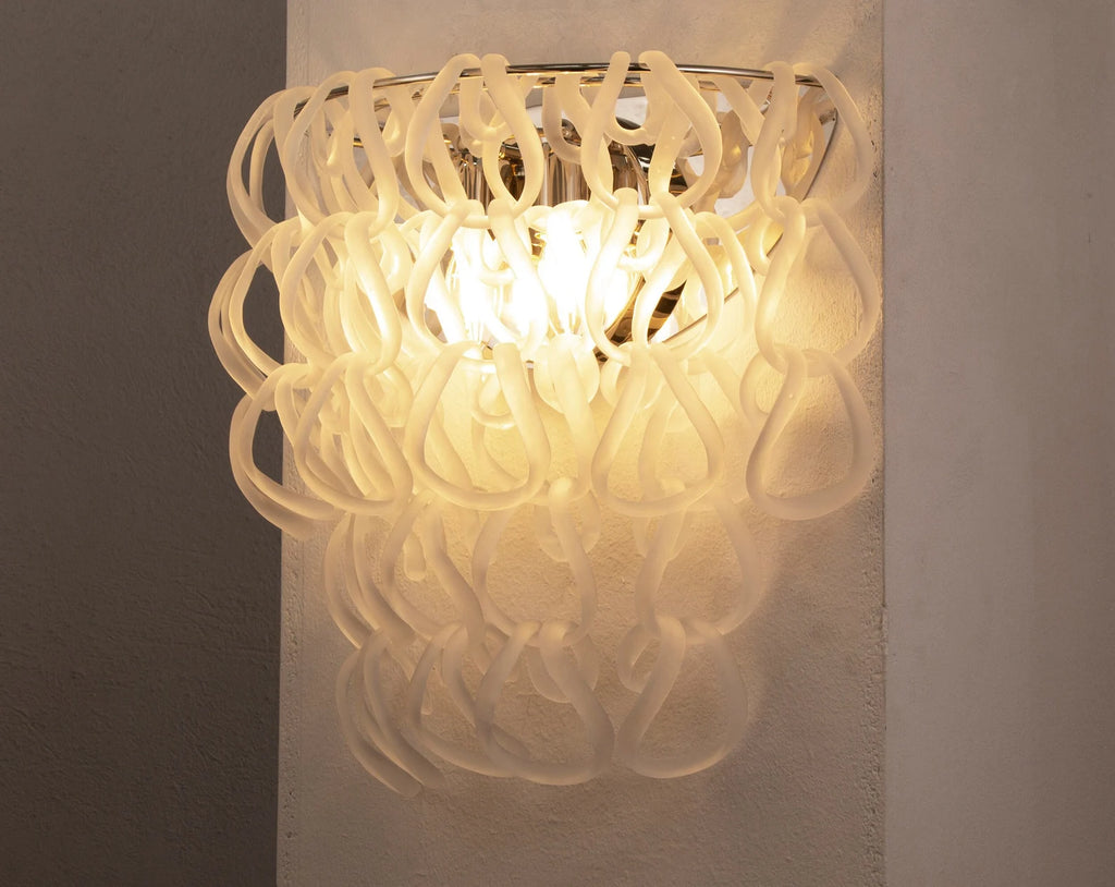 Large wall sconce with frosted Murano glass chains