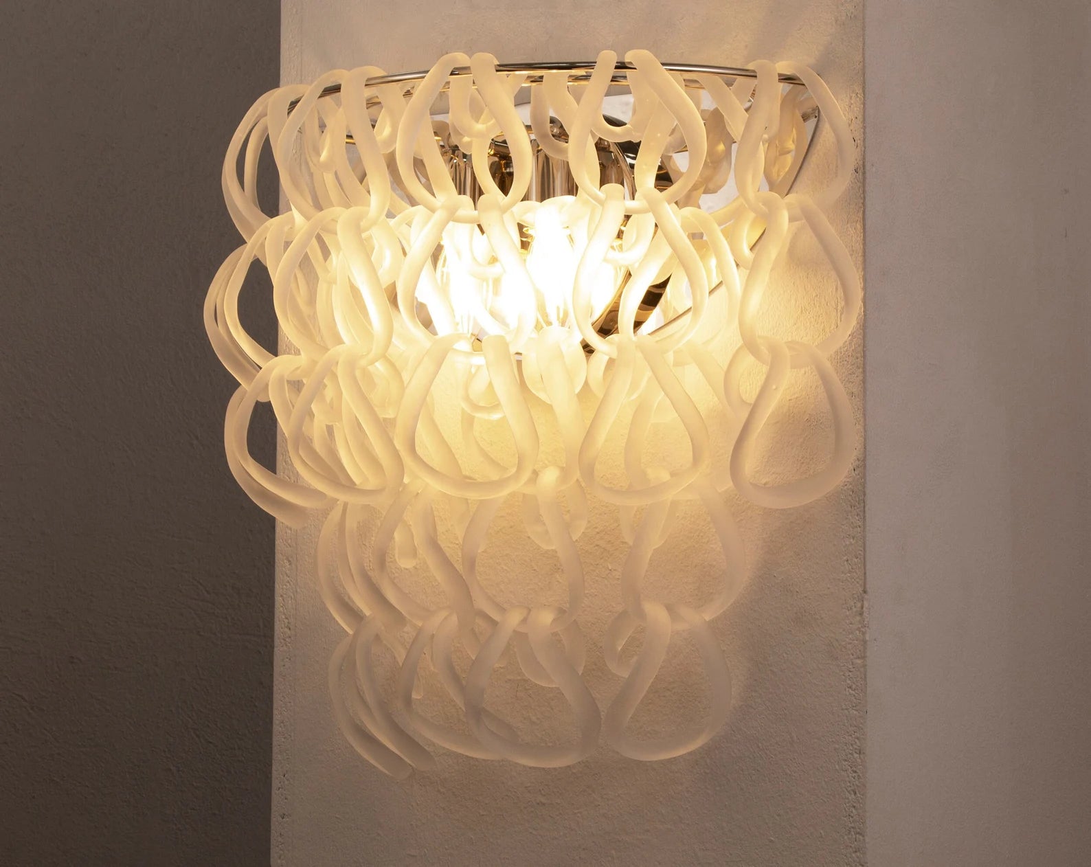 Large wall sconce with frosted Murano glass chains