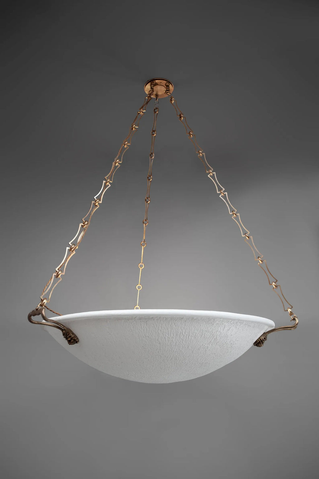 Large Plaster &amp; Antique Brass Chandelier