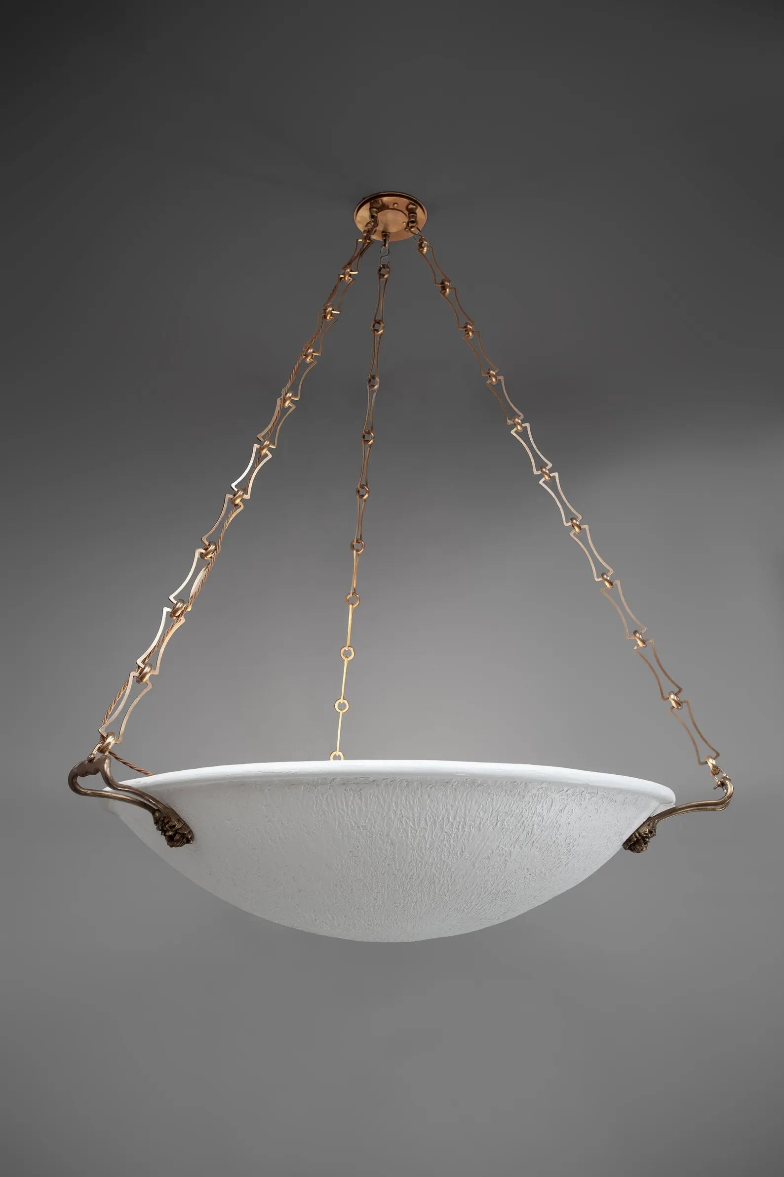 Large Plaster &amp; Antique Brass Chandelier
