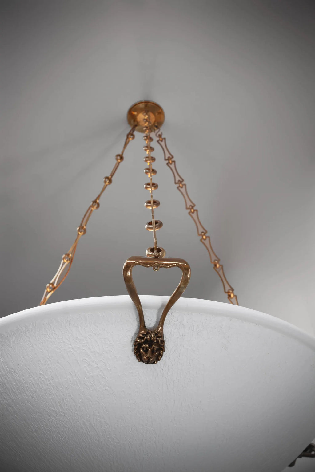 Large Plaster &amp; Antique Brass Chandelier
