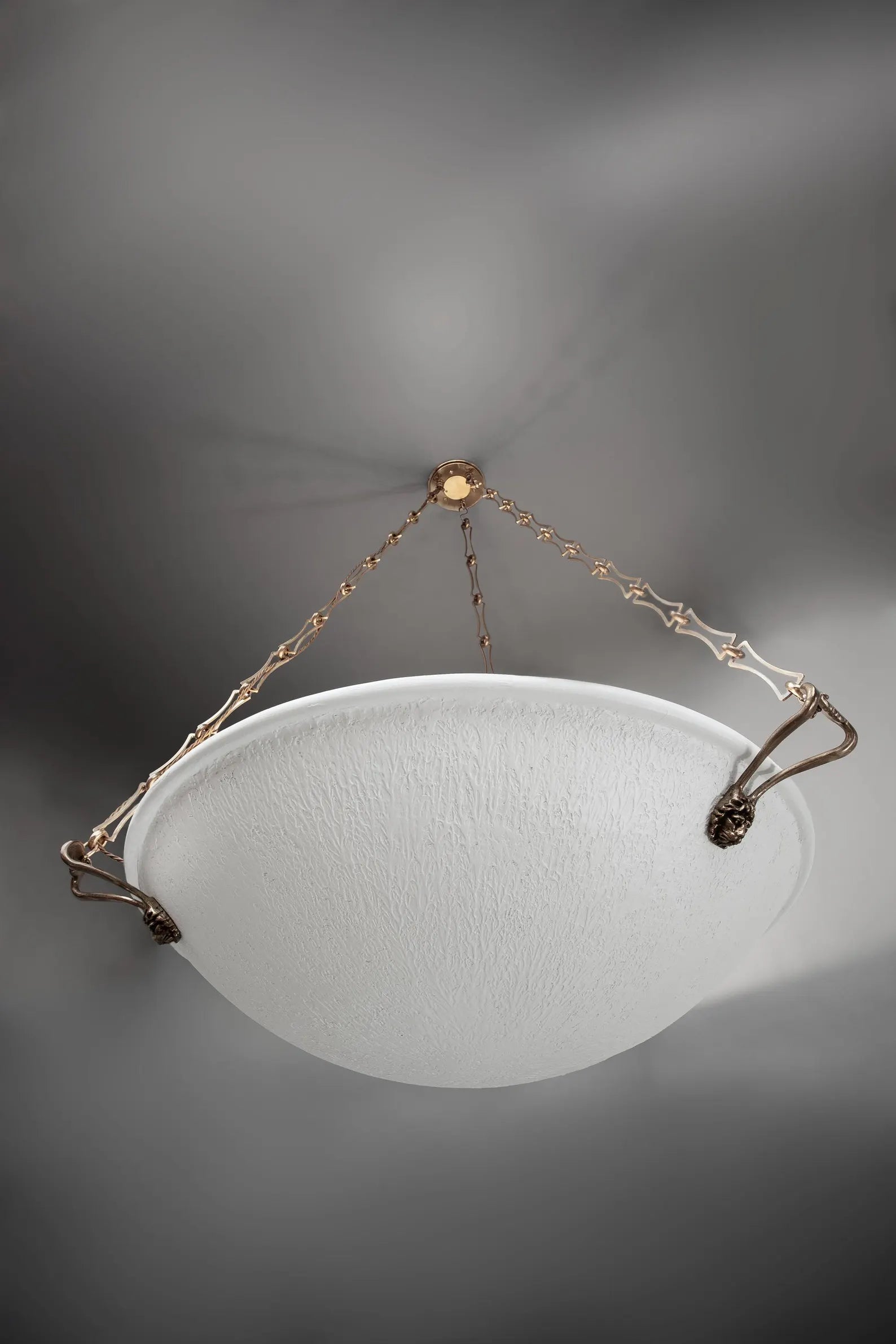 Large Plaster &amp; Antique Brass Chandelier