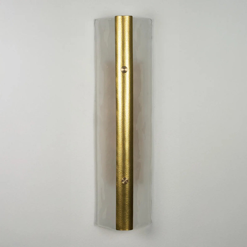 Pair of Tall Murano and Brass Sconces