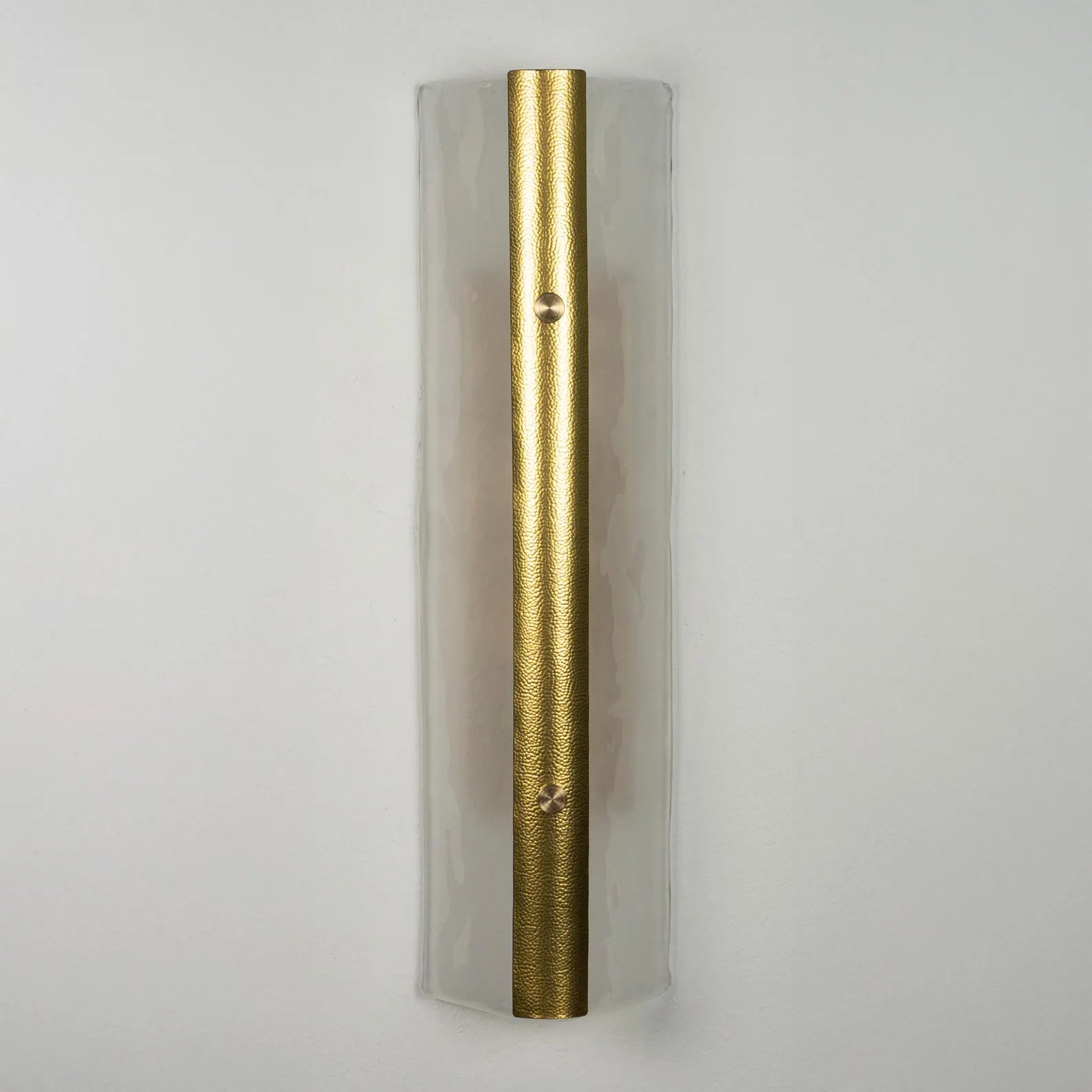 Pair of Tall Murano and Brass Sconces
