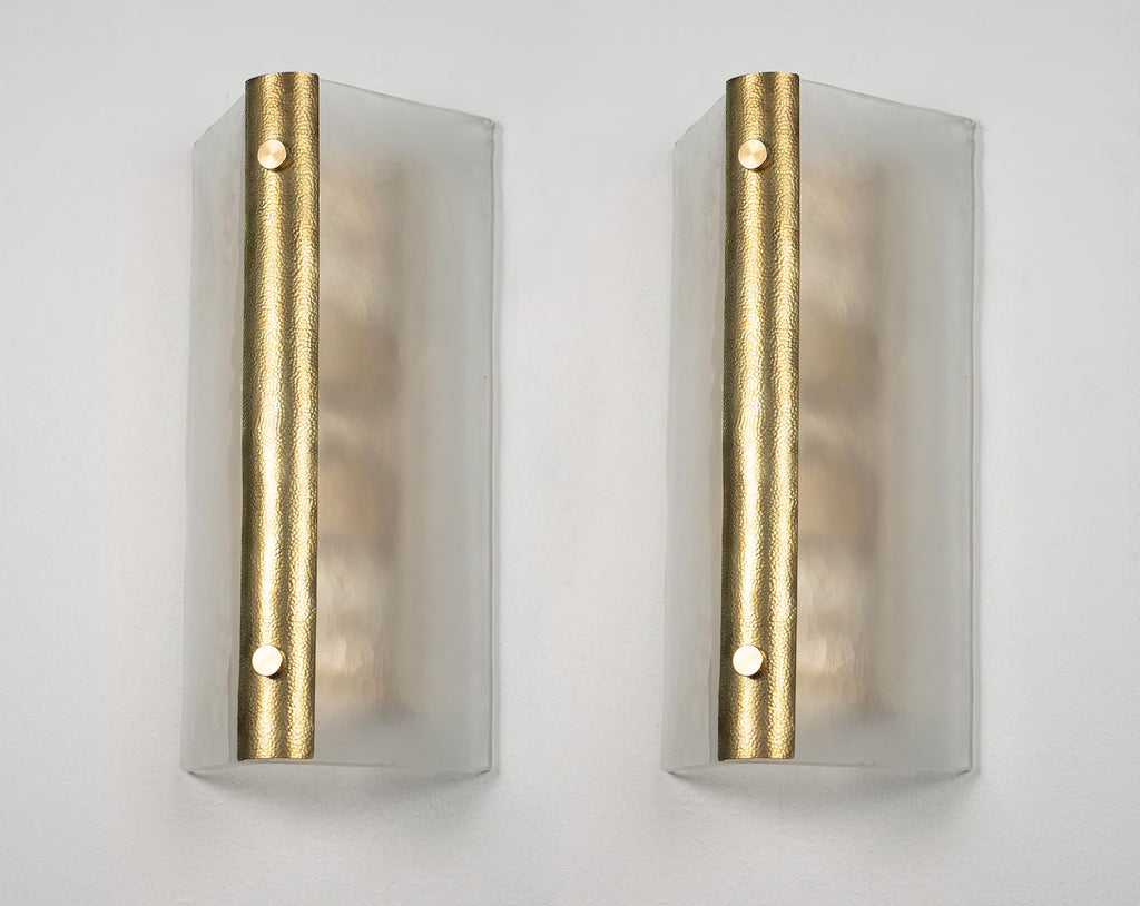Pair of Murano Brass and Glass Sconces