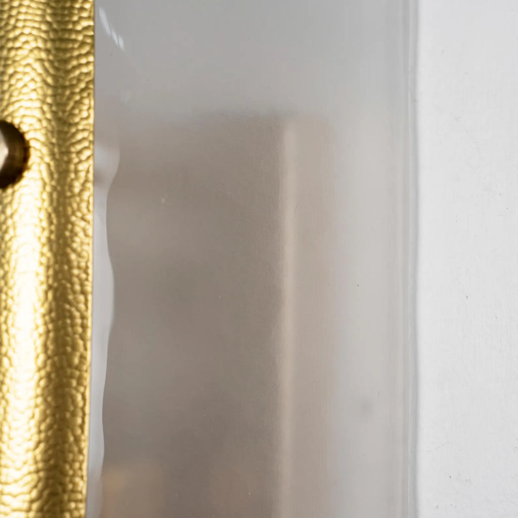 Pair of Tall Murano and Brass Sconces
