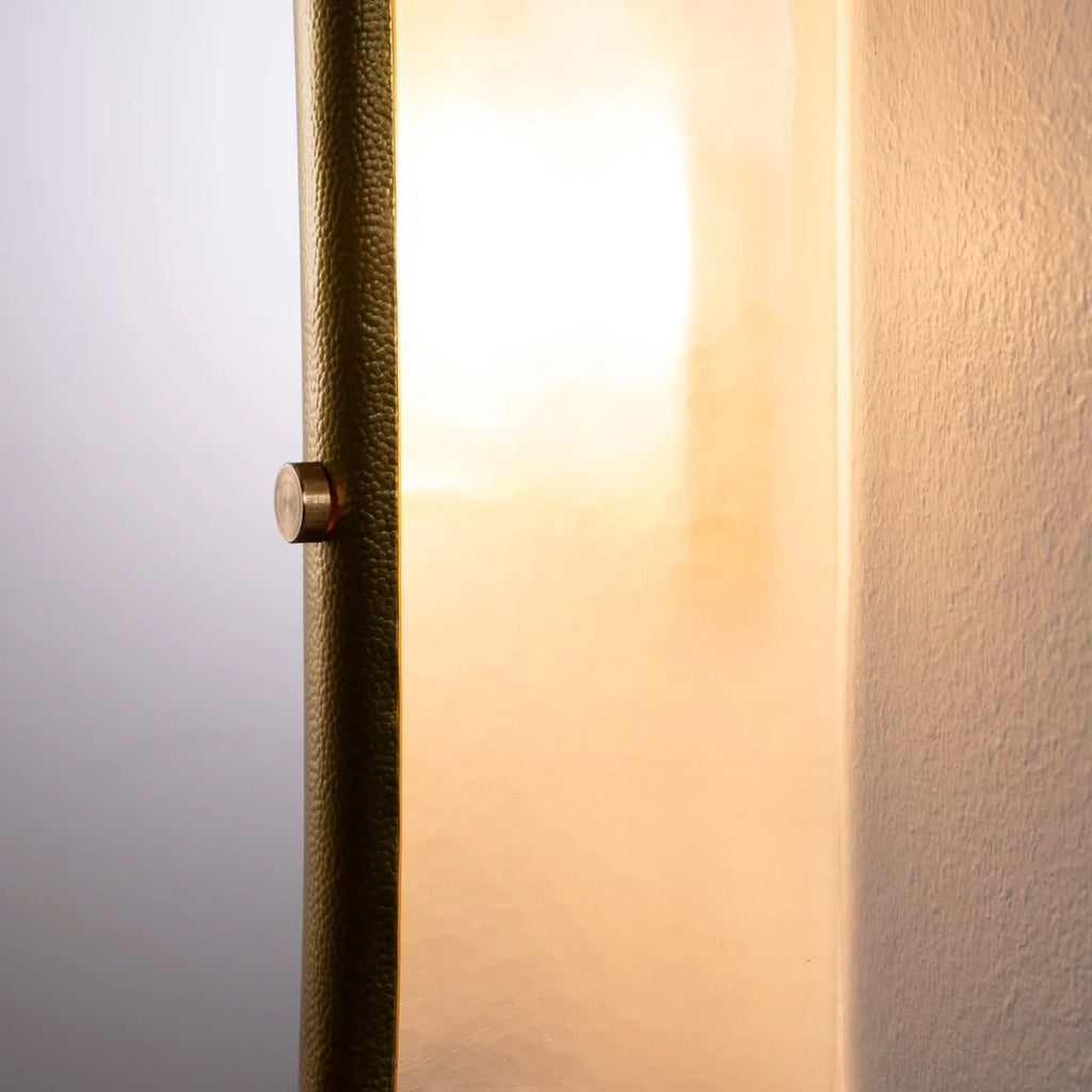 Pair of Tall Murano and Brass Sconces