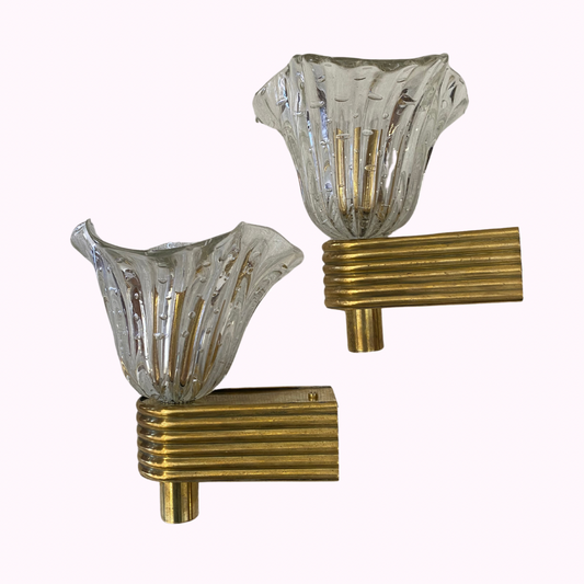 Barovier & Toso Murano Sconces dating 1940s Italy
