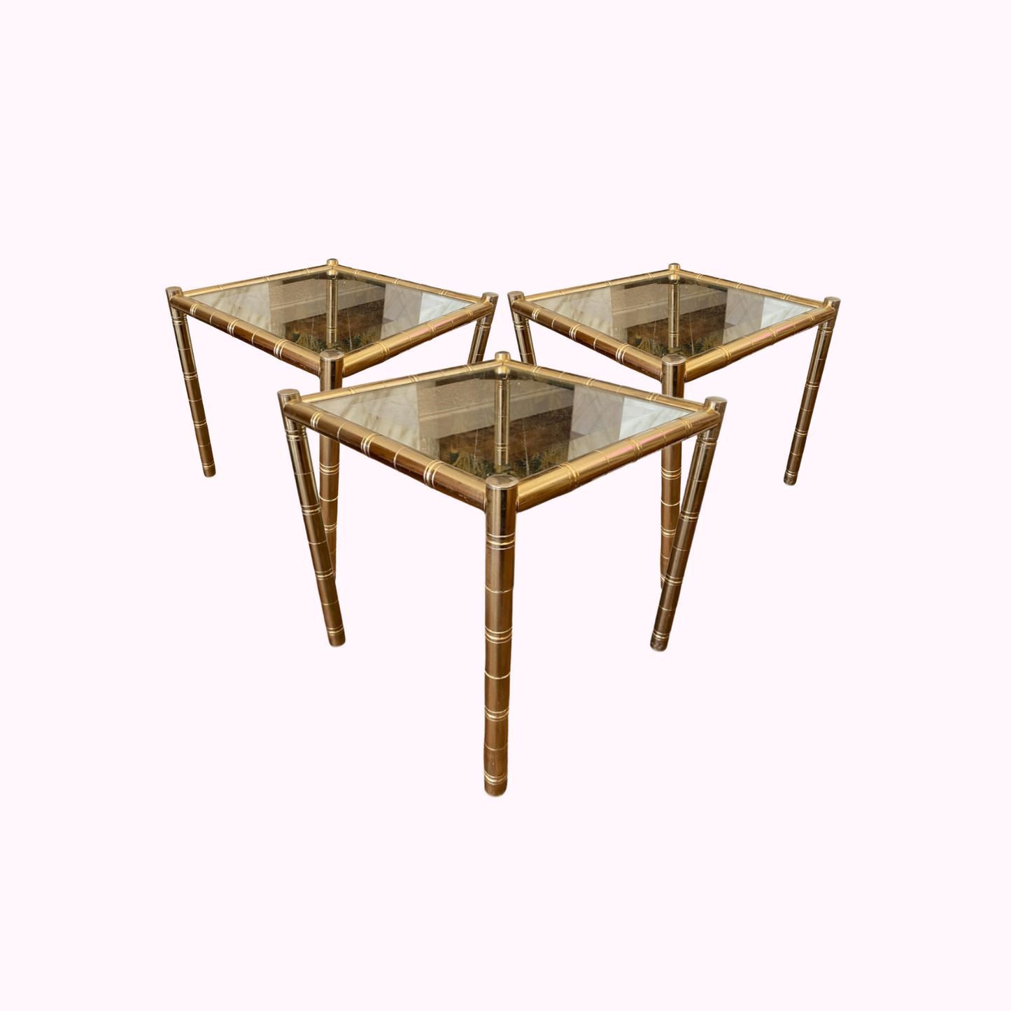 Maison Lancel brass Bamboo 1970s side tables