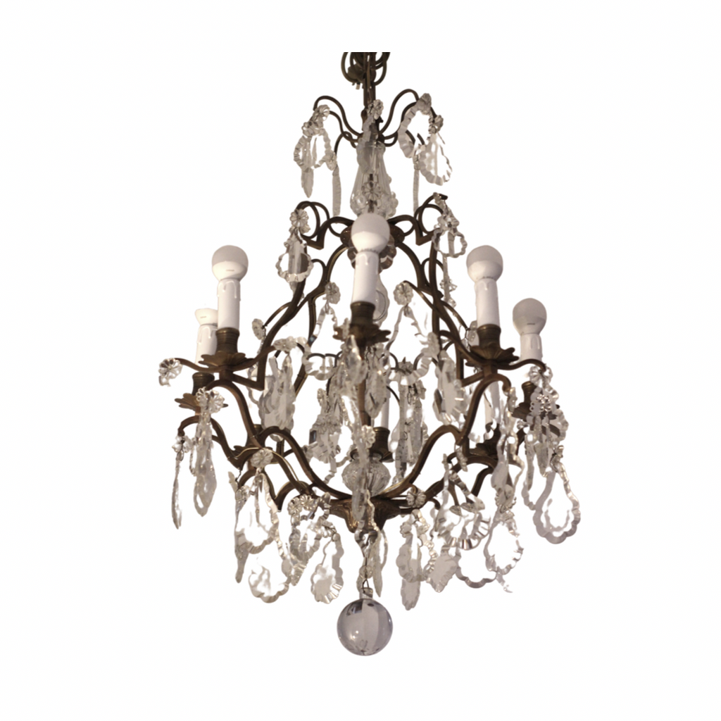 19th C Crystal & Bronze Parisian Chandelier