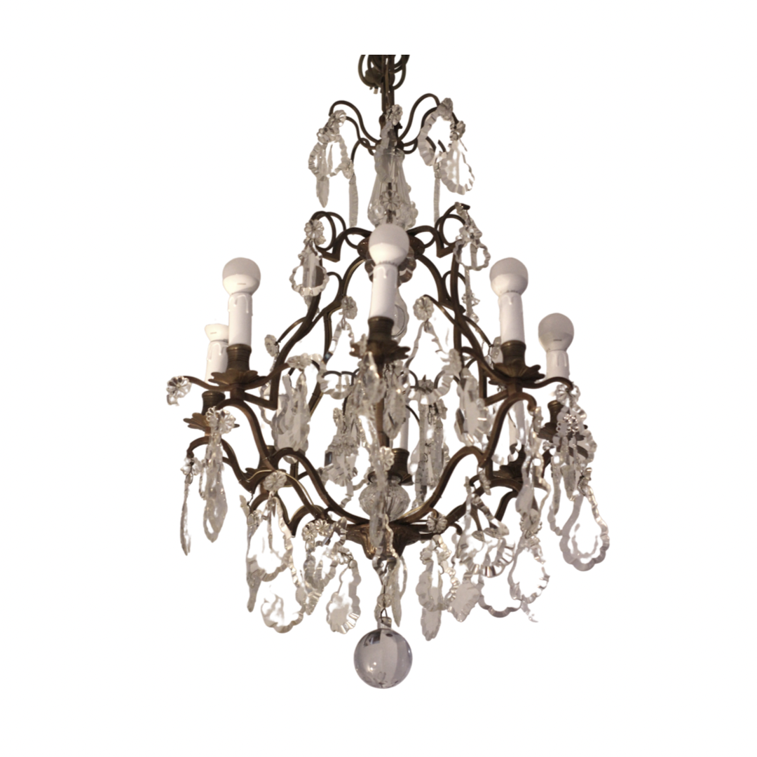 19th C Crystal & Bronze Parisian Chandelier