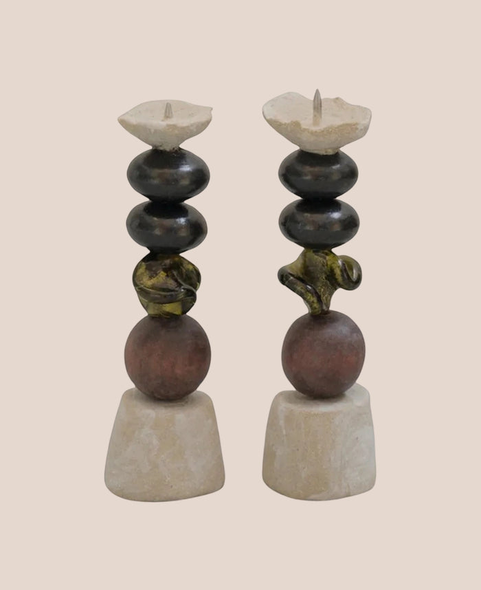 Ines Candle Holder (pair) by Emma Lindegaard