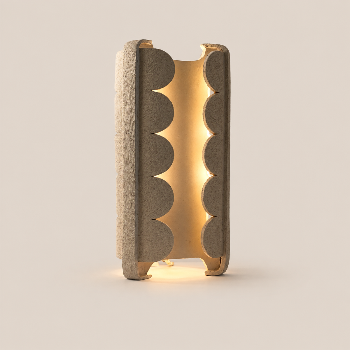MY STONE FLOWER II Table Lamp by Katia Langeard on Cleo Collects blush beige background