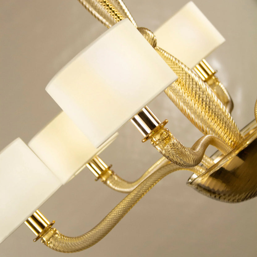 Murano glass chandelier with lampshades alternate view