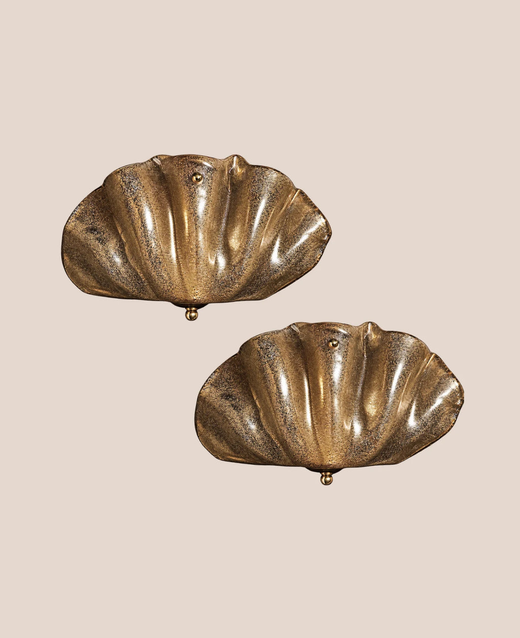 murano-gold-fleck-sconces-contemporary-italian-glass-wall-lights-pair