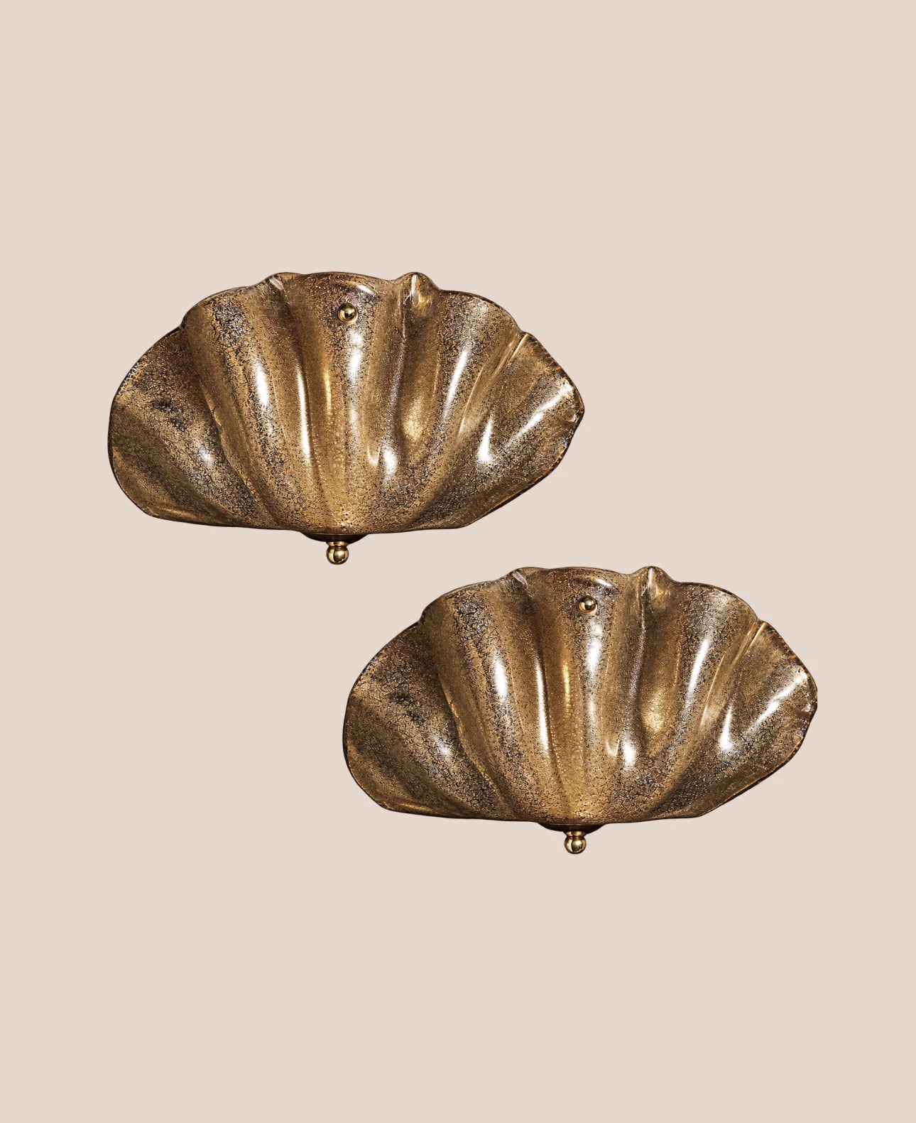 murano-gold-fleck-sconces-contemporary-italian-glass-wall-lights-pair