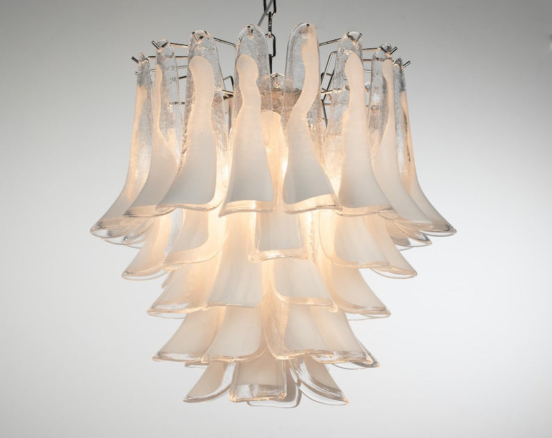 Clear Petali Murano glass chandelier