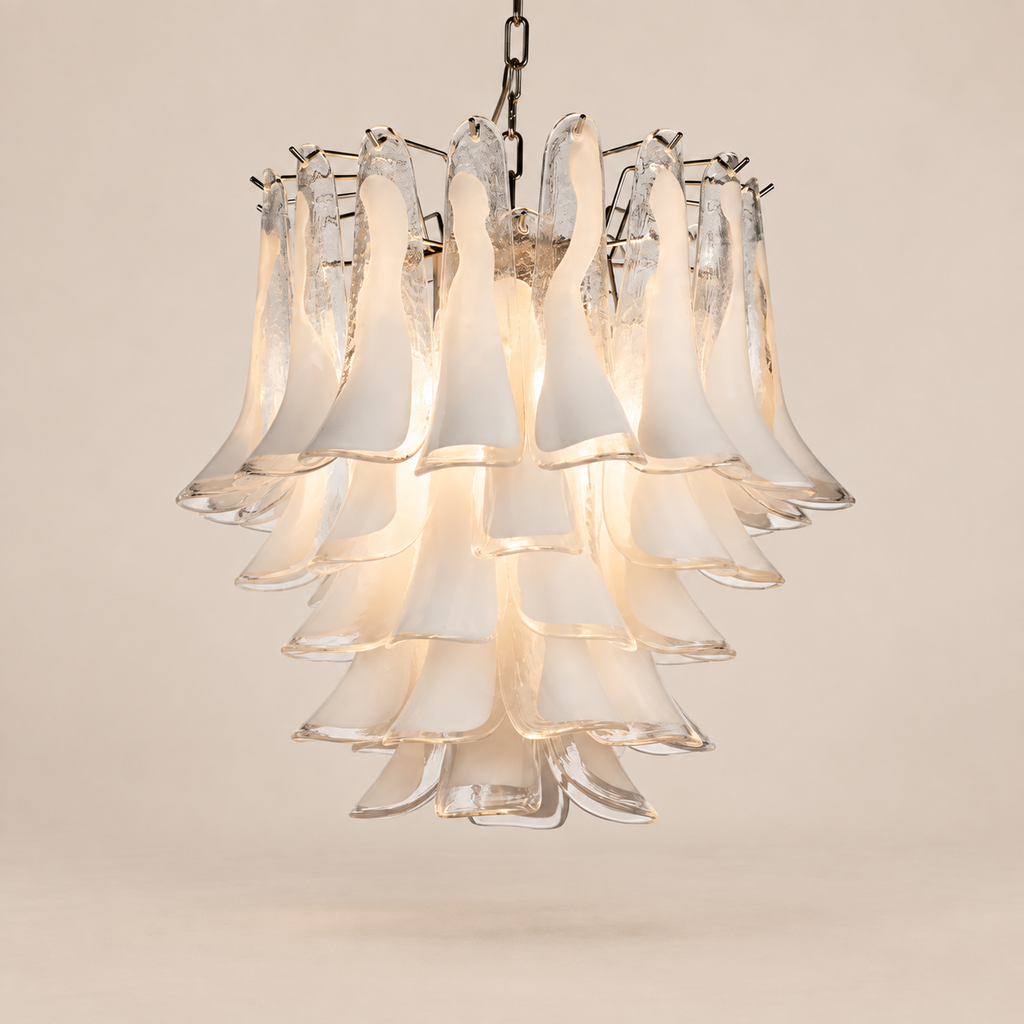 Petali Murano glass chandelier on stone background