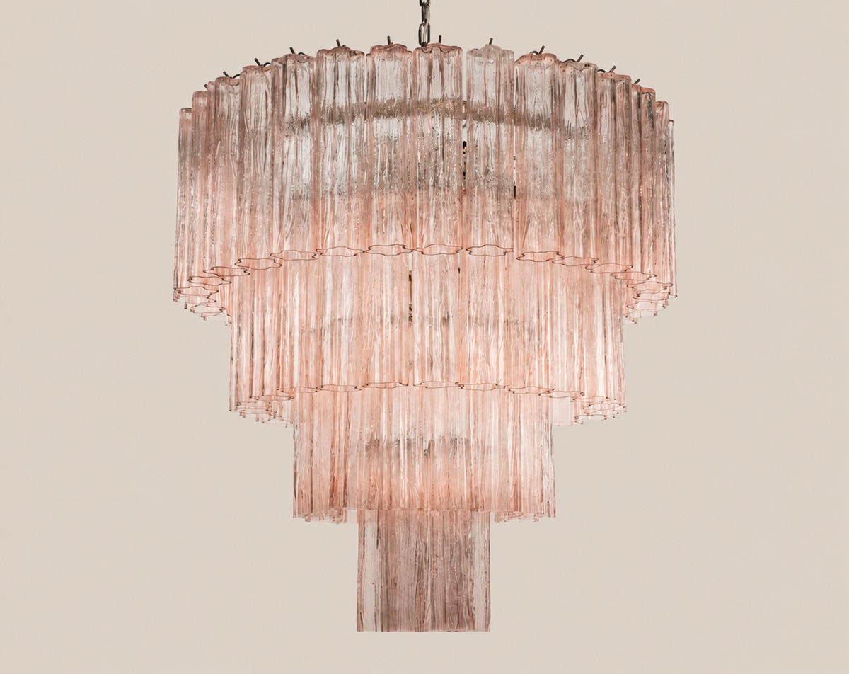85 cm Cipria pink Tronchi chandelier on warm stone