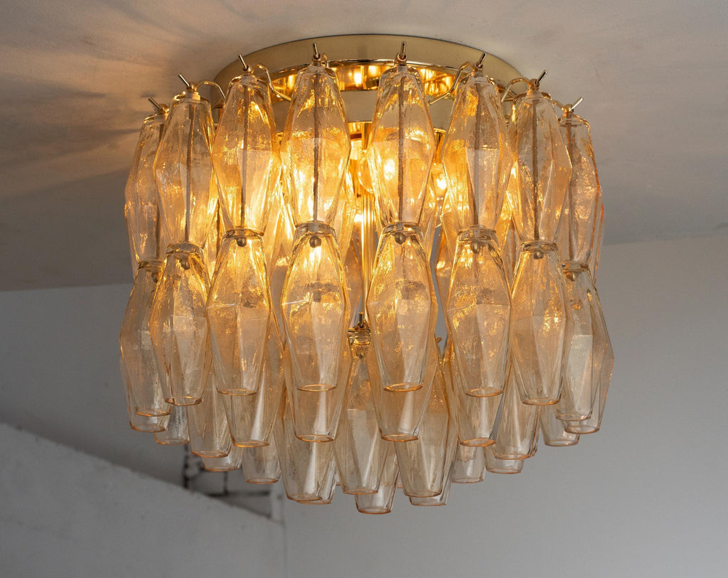 Champagne Polyhedron Murano glass ceiling light detail