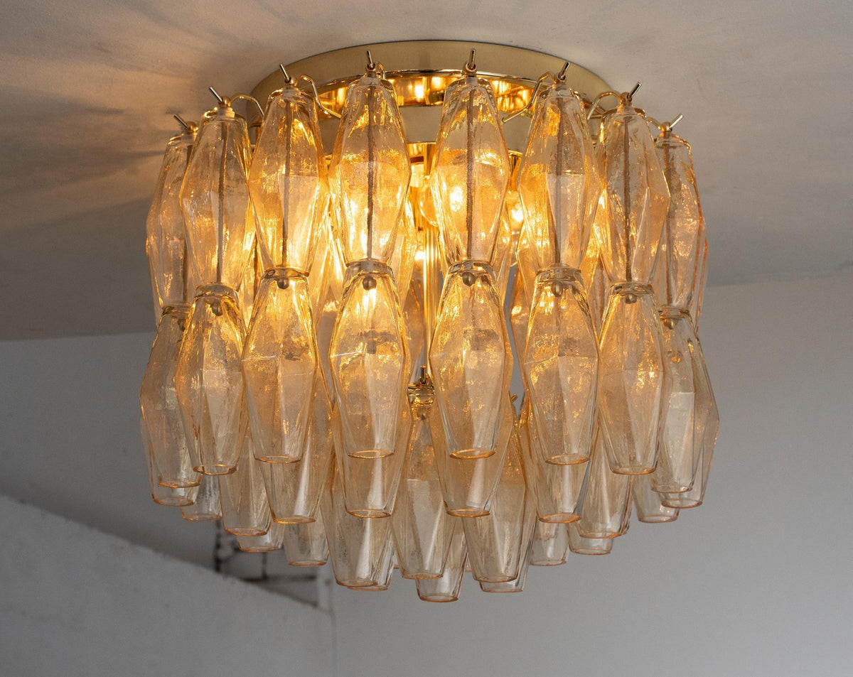 Champagne Polyhedron Murano glass ceiling light detail