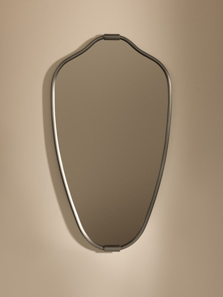 Senne mirror silver product photograph on stone toned wall