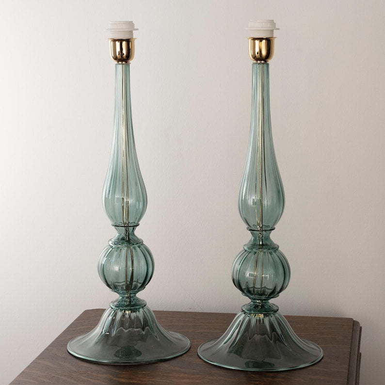 Rialto green Murano glass table lamp detail