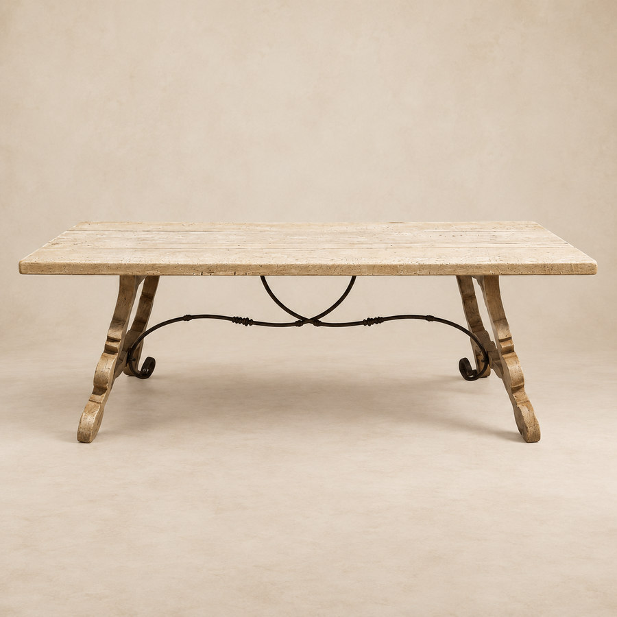 Oak Farm Table with Lyre Legs