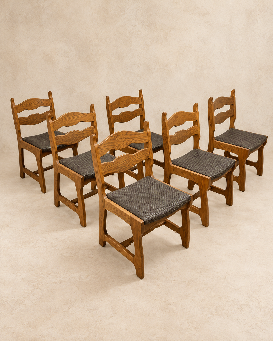 Guillerme et Chambron Brutalist Oak Dining Chair
