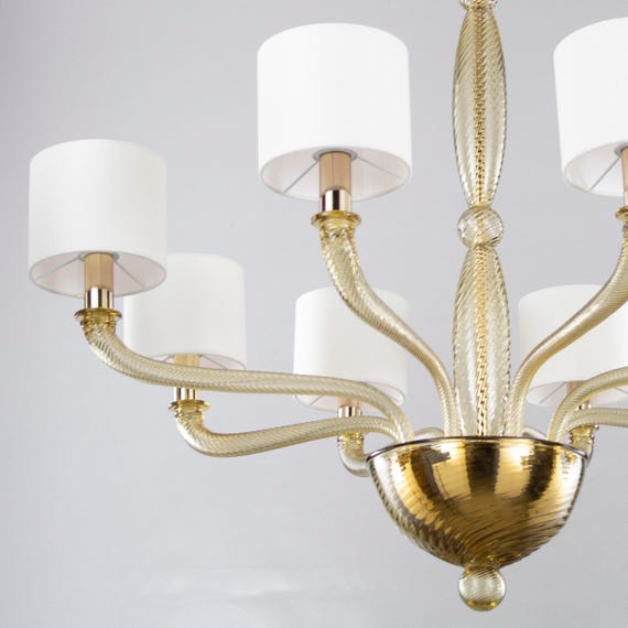Handmade Chandelier Murano Glass - Amber Venetian Lighting, Classic Decor image 2
