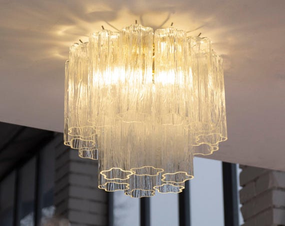 Ceiling Light Murano Ø35 cm - Clear Glass Hand-blown Italy - Customizable lamp image 1