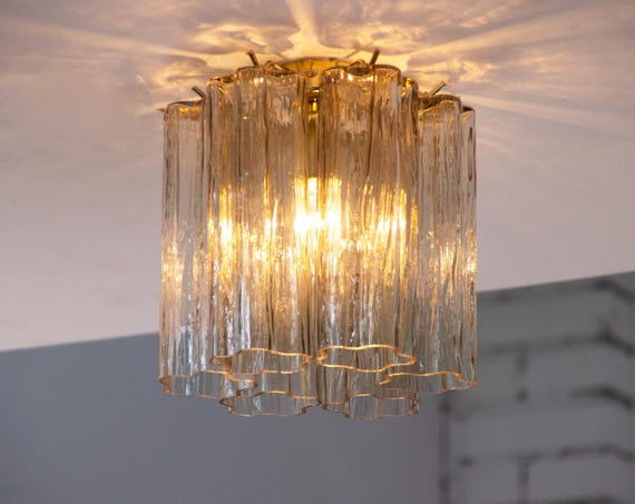 Murano Ceiling Light Ø20 cm - Smoky Glass Hand-blown Italy - Customizable lamp image 1