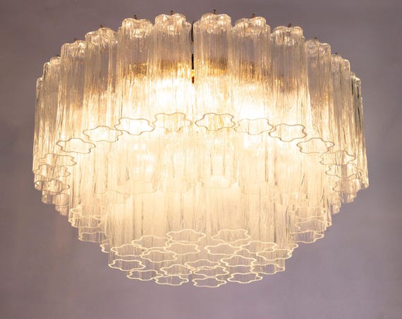 Modern chandelier Murano - Clear Glass Hand-blown Italy - Decorative lamp image 1