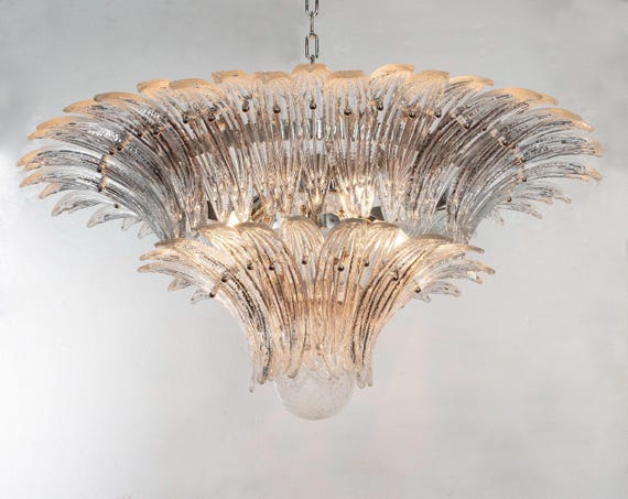 Hanging lights Palmette– Murano Clear Hand-blown Glass Italy – Decorative lamp – supplier image 1