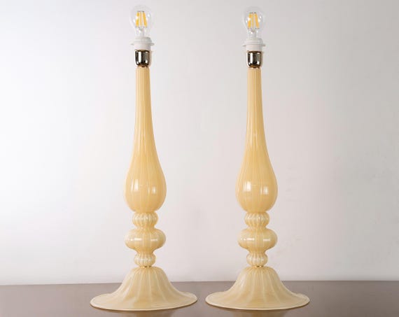 Amber Murano Glass Table Lamps — Pair original supplier photograph 1