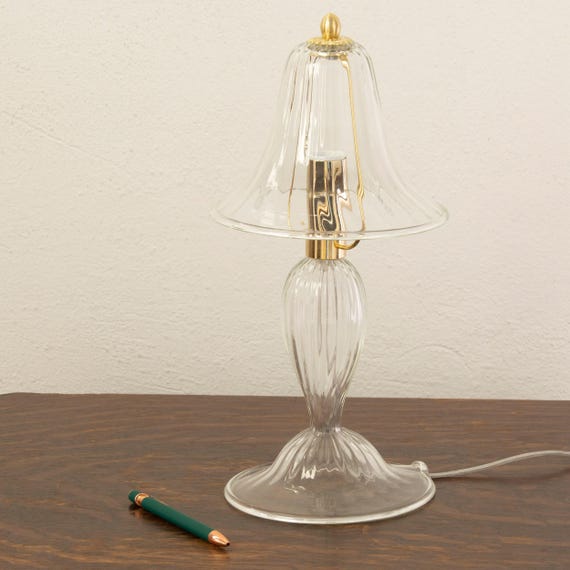 Murano Glass Table Lamp, Transparent with Art Details (Handmade Italy) product photograph 2